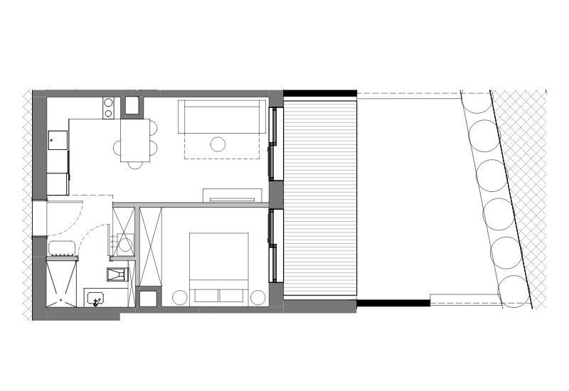 Przykładowy rzut apartamentu z ogródkiem
