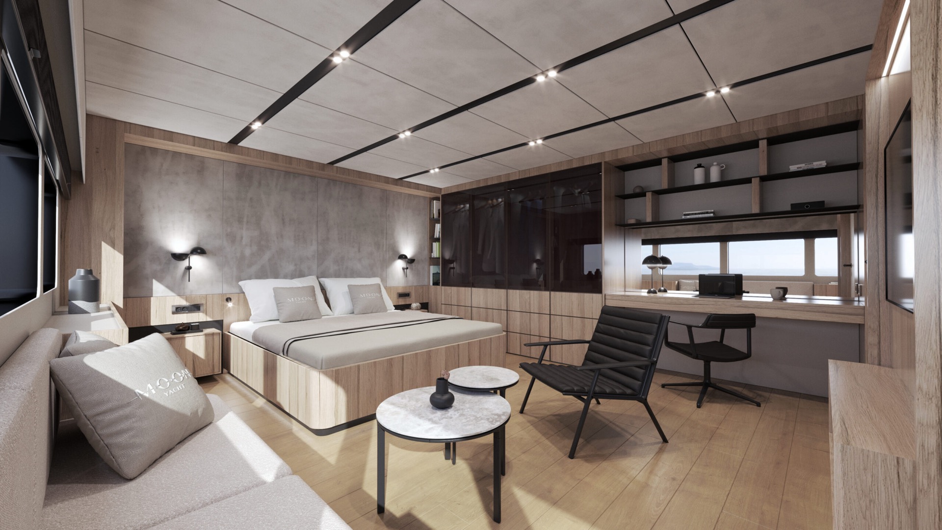 Moon Yacht — wnętrze sypialni armatorskiej